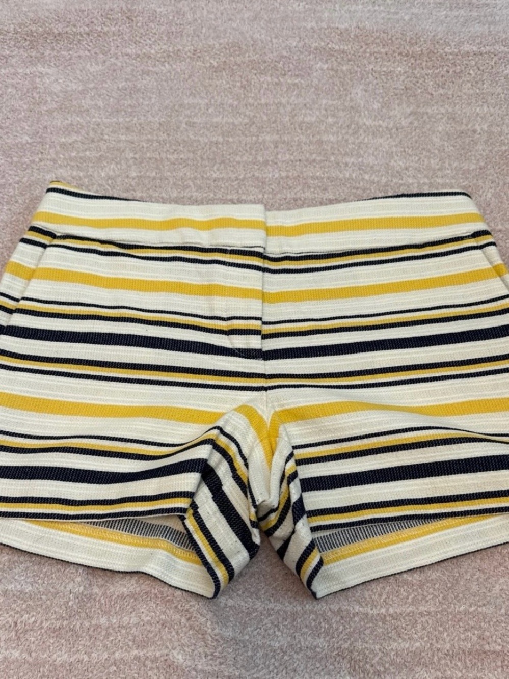 LOFT Yellow, Black & Cream Striped Knit Bike Shorts